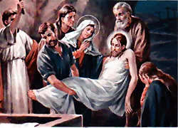 Estacion 14. Jesús colocado en el sepulcro