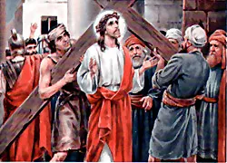 Estacion 2. Jesús cargado con la cruz